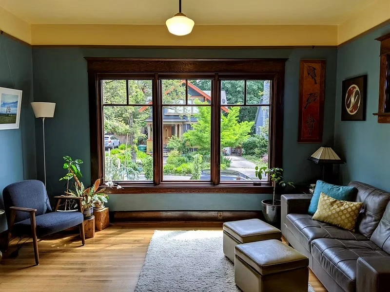 Wood Casement Windows Brighten Family Room