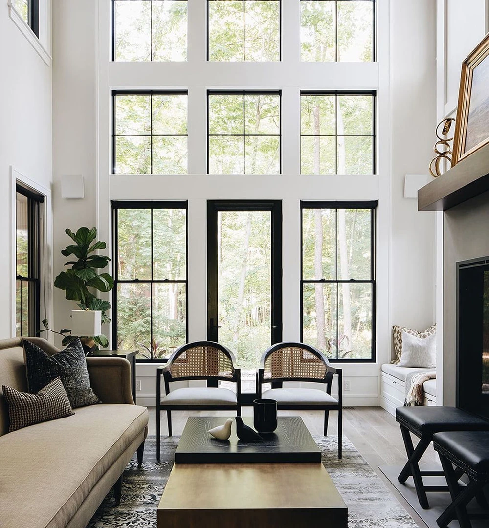 Living Room Window Wall Makes Space Feel Larger with Extra Light